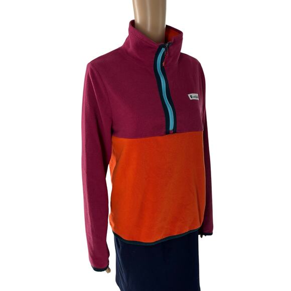Cotopaxi Raspberry Pink Canyon Orange Amado Quarter Zip Fleece Pullover - Picture 8 of 12